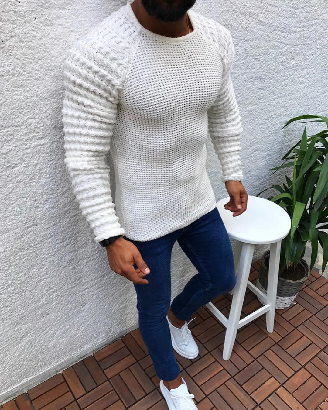 Slim Long Sleeve Round Neck Pullover Sweater Top-Corachic