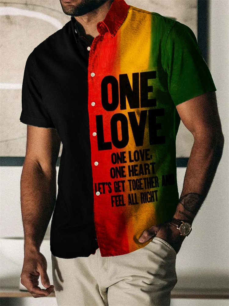 BrosWear Men's One Love Gradient Contrast Color Shirt