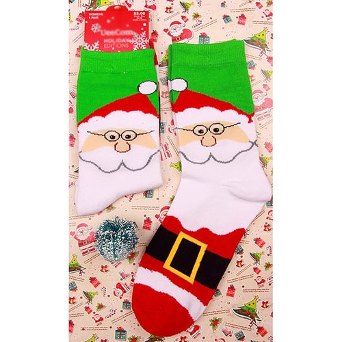   Santa Claus Elk Snowflake Cotton Couple Men Women Middle Tube Socks - Neojana