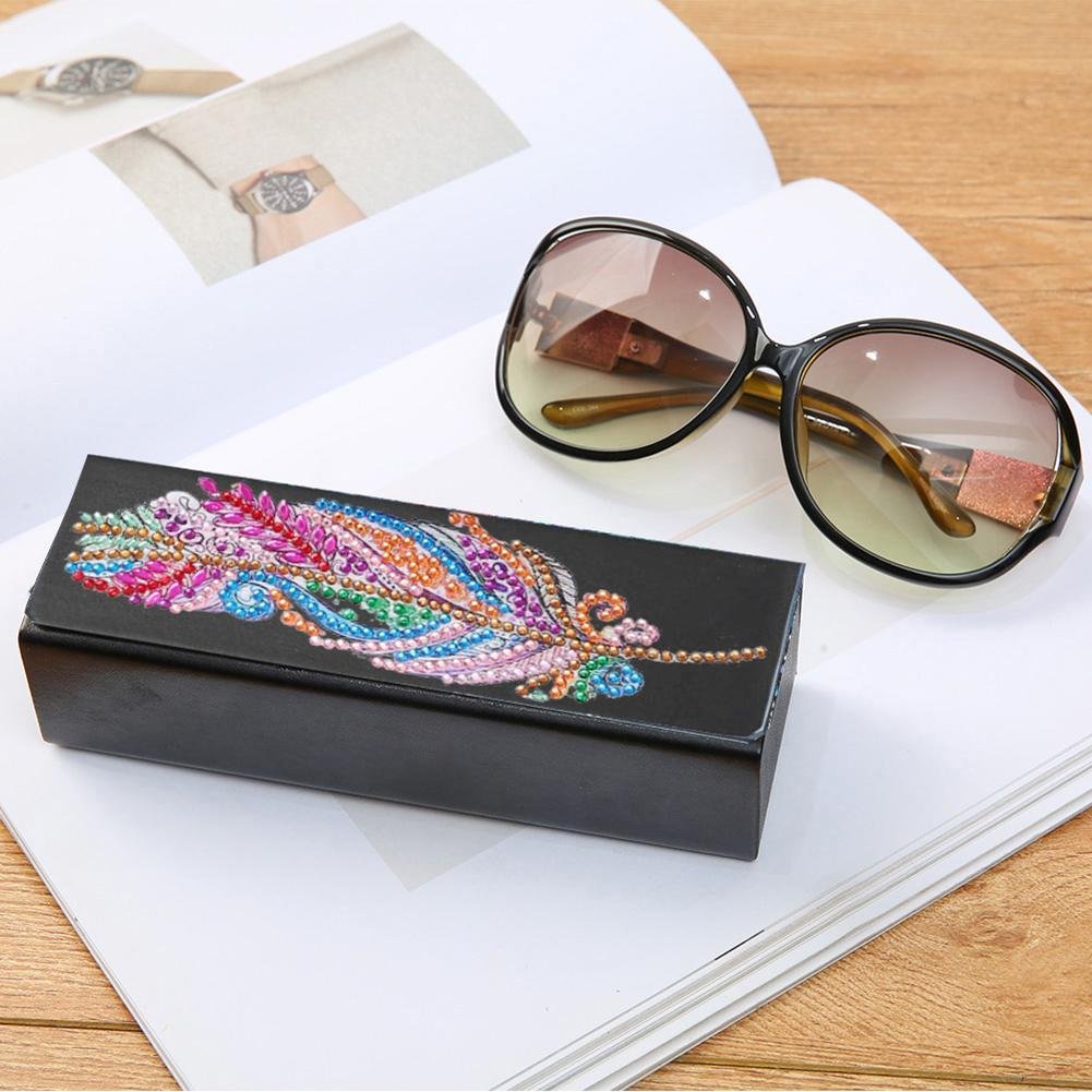 DIY Diamond Painting Lunettes de soleil en cuir Boîte de lunettes portables