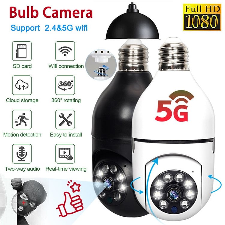 1080P Wireless Wifi Night Vision Light Bulb Camera Security Camera,Outdoor or Indoor Security Camera System,Easy Installation,Remote Viewing - Sean - Codlins