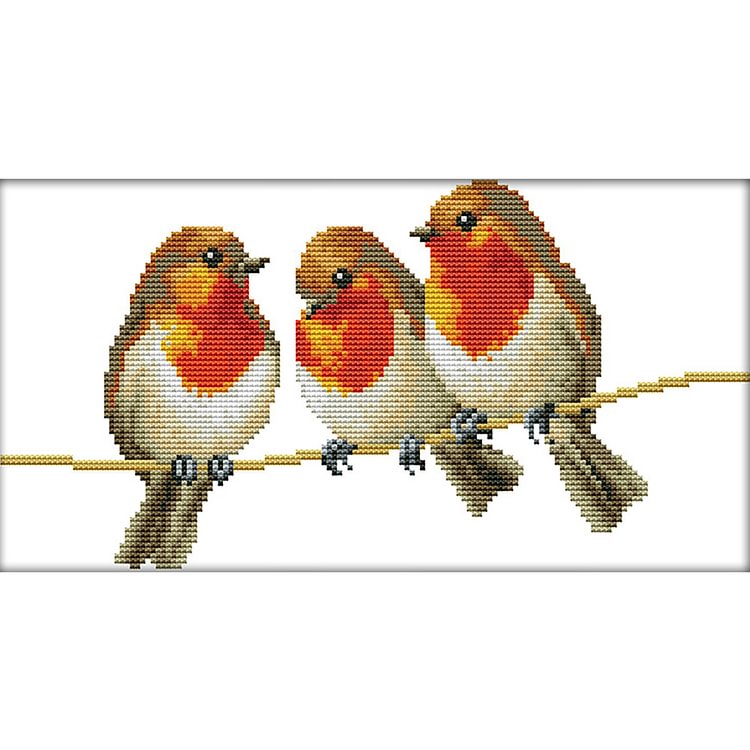 (14Ct Counted/Stamped) Three Little Birds - Cross Stitch Kit 34*19CM