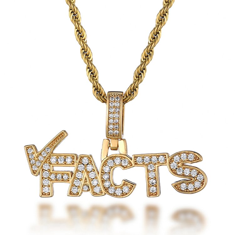Letter Facts Bling Zircon Pendant Chain Necklace Jewelry