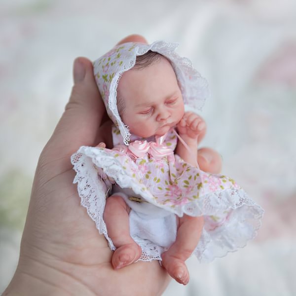Miniature Doll Sleeping Reborn Baby Doll, 5 inch Realistic Newborn Baby Doll Girl Named Josie