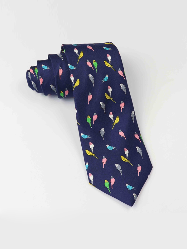 Cageling Navy Blue Silk Tie-Real Silk Life