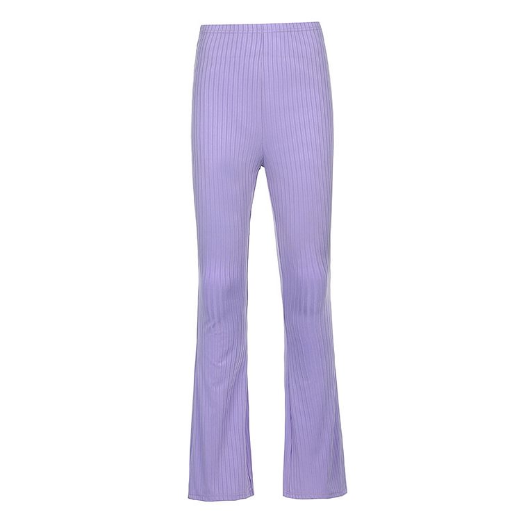 Pinstripe Solid Flared Trousers - tree - Codlins