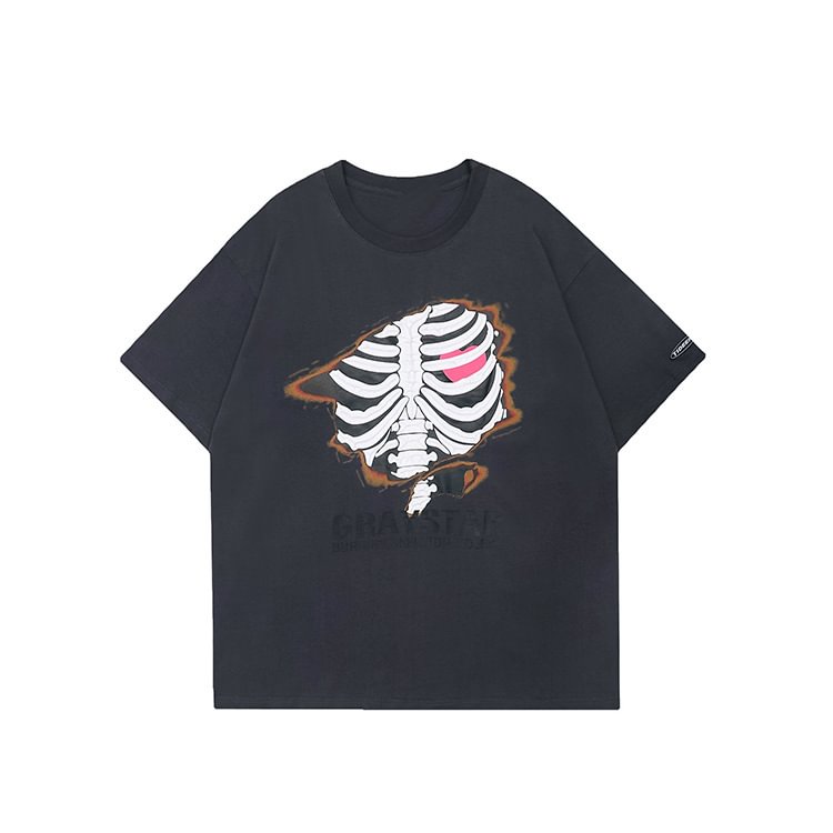 Burnt Bone Print Short Sleeve T-Shirt / Techwear Club / Techwear