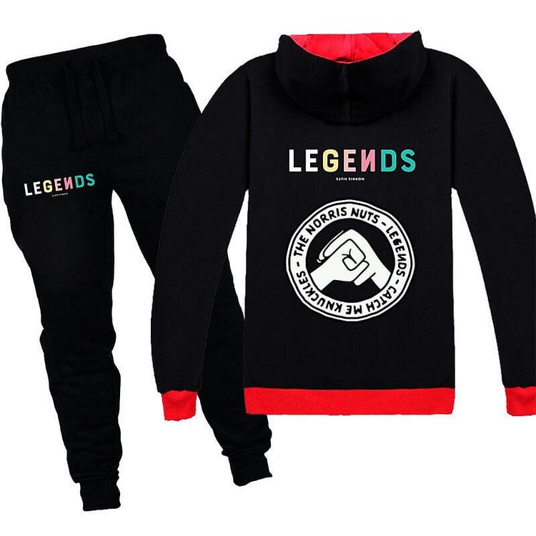 Mayoulove Norris Nuts Legends Print Girls Boys Zip Up Hoodie And Pants Tracksuit-Mayoulove