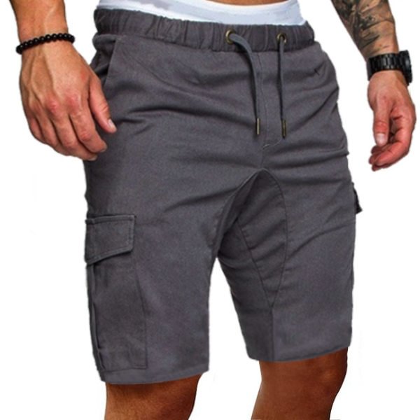 BrosWear Men's Fashion Loose Thin Belt Casual Sports Shorts Gray