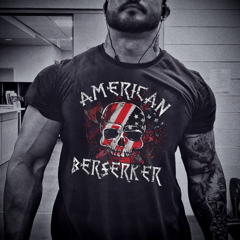 American Skull Flag Printed Men's T-shirt - Krazyskull