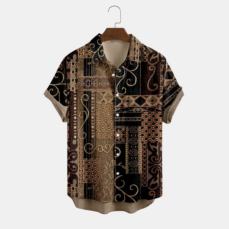 BrosWear Leisure Fashion Geometric Print Shirt