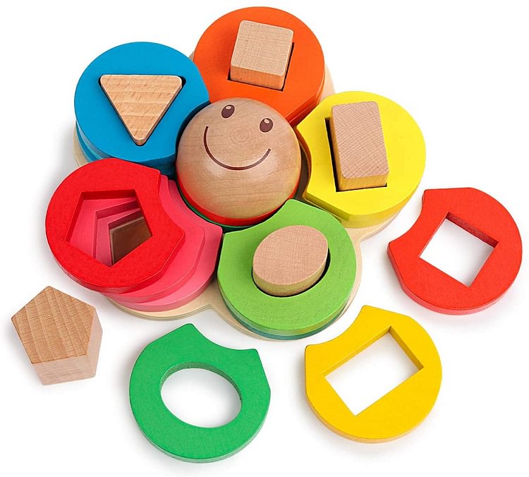 Montessori Wooden Stacking Geometric Board Blocks Puzzle-Mayoulove