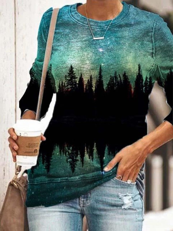 Womens Fashion Reflections Of The Woods Patterns Sweatshirt