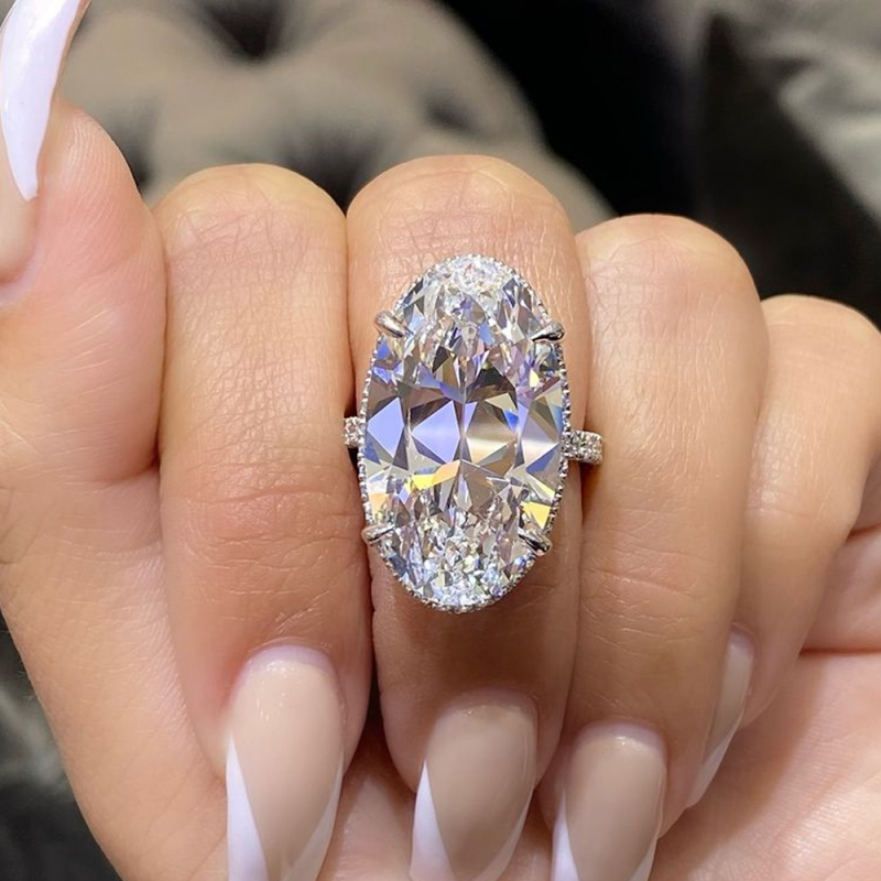 Luxury Big Oval Cubic Zirconia Women's Silver Rings Wedding Accessories-VESSFUL