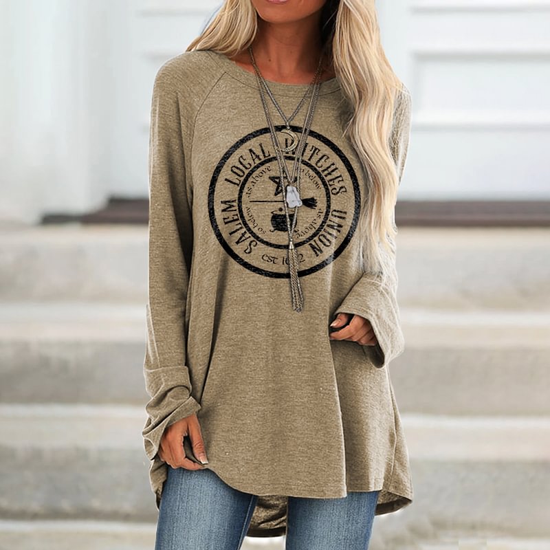 Salem Local Witches Union Printed Women's Casual Long T-shirt