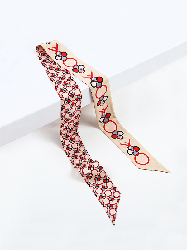 Foulard en soie style décoration de banderoles florales-Soieplus