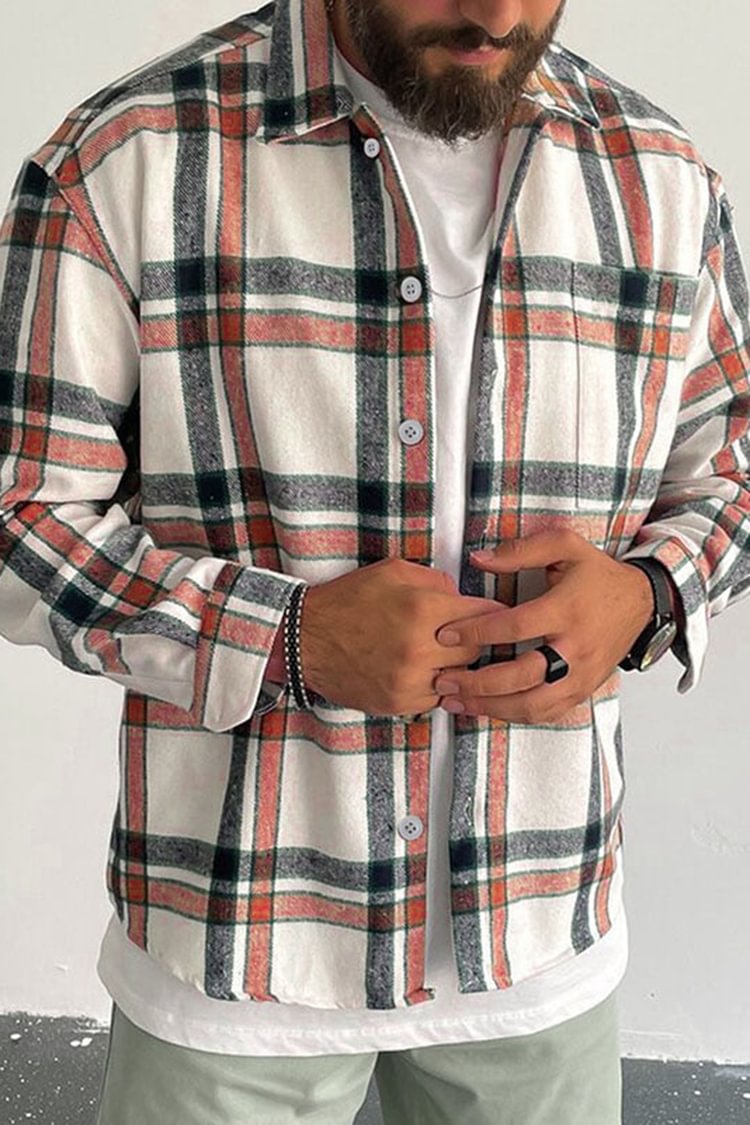Tiboyz Stylish Contrast Khaki Check Shirt Jacket