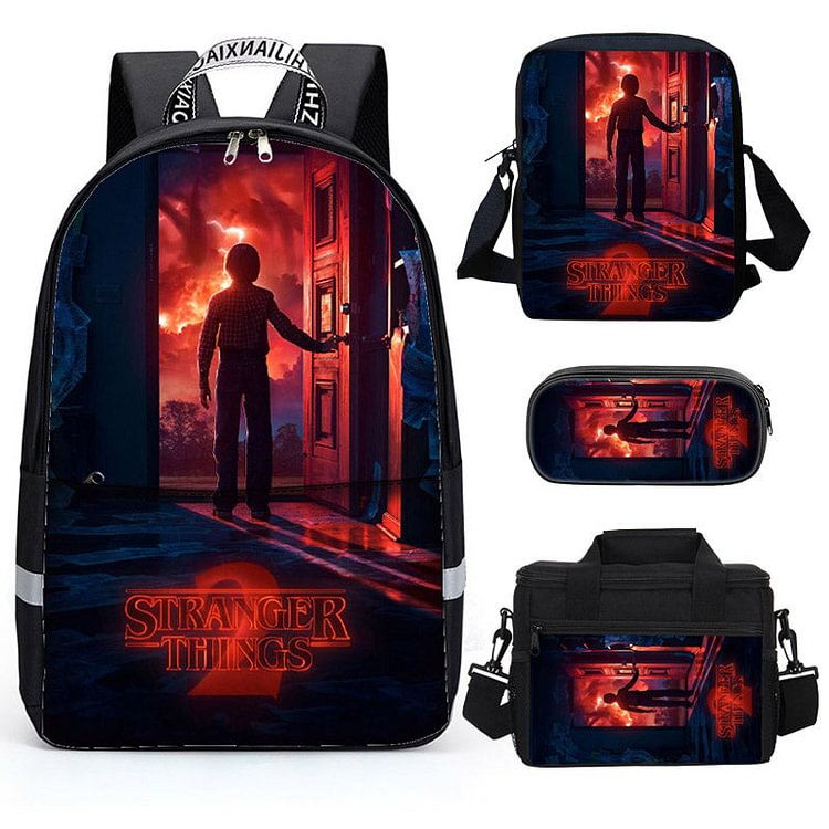 Mayoulove Casual Stylish 3D Stranger things Print School Backpack For Boys Girls Students 4PCS-Mayoulove