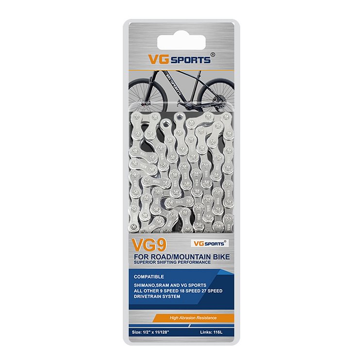 VG Sports Bicycle Chain Steel 116 Links 8/9/10/11 Speed MTB Road Bike Chain