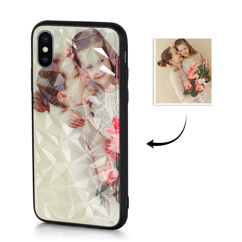 IPhone X Custom Photo Protective Phone Case Diamond Pattern  Surface