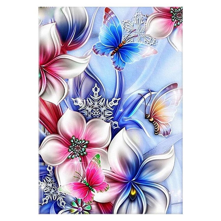 Flower Butterfly Round Full Drill Diamond Painting 30X40CM(Canvas)-gbfke