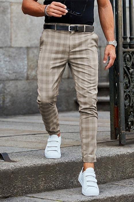 Tiboyz Fashion Men Plaids Printed Casual Pants