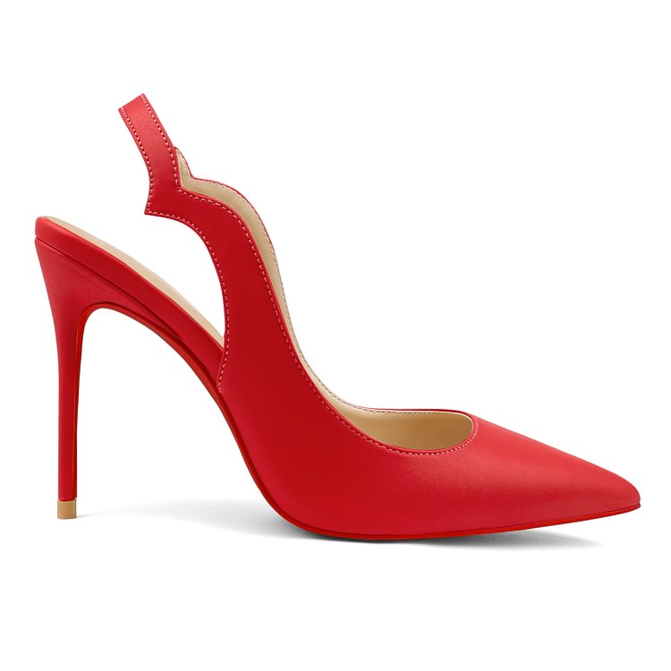 100mm Women's Pumps Slingback Heel Pointed Toe Party Wedding Red Bottoms Shoes