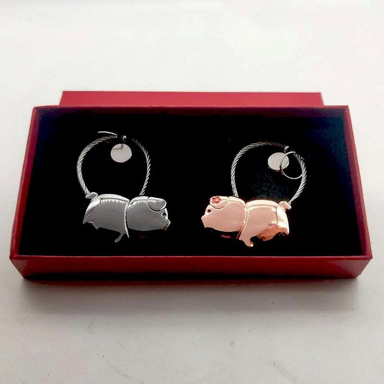 Kiss each other Pig Couples BFF Keychain-Mayoulove