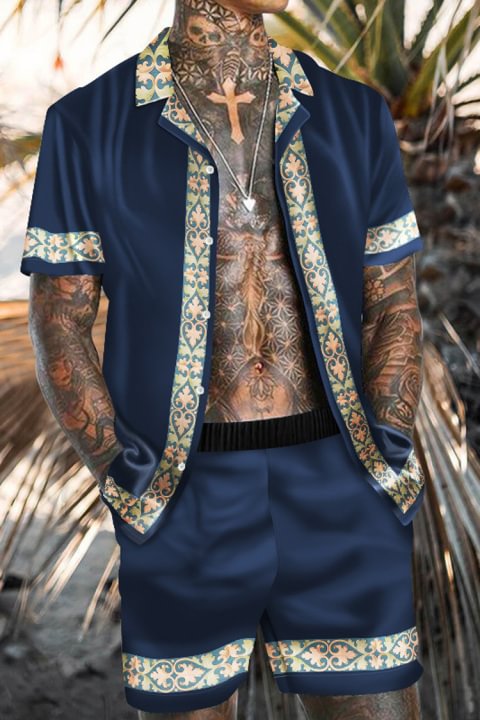 Tiboyz Outfits Beach Style Loose Shirt Hawaiian Casual Set