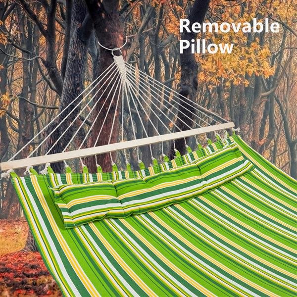 Stylish Printing Style Hammock Beach Swing Double Beds for Outdoor Camping Travel Green、、sdecorshop