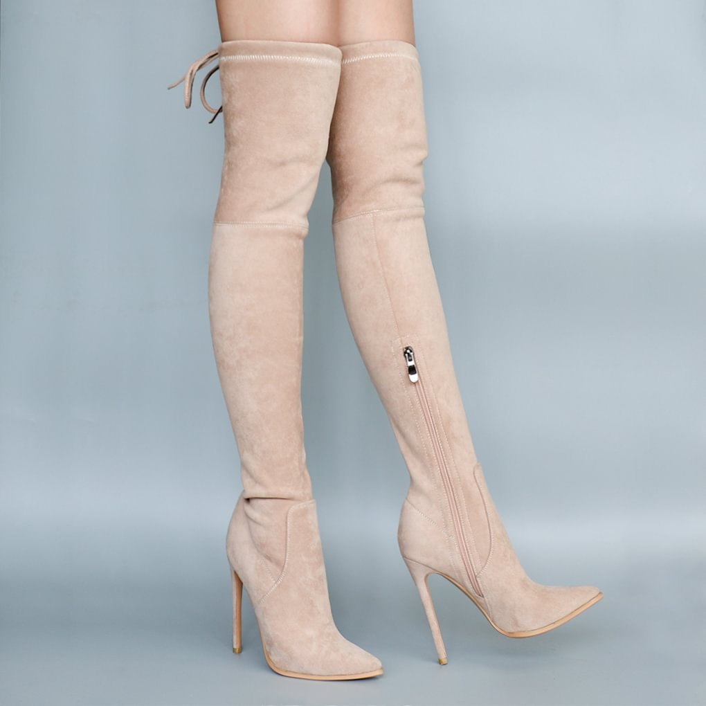 120mm Women's Microsuede Over The Knee High Heels Boots Suede-vocosishoes