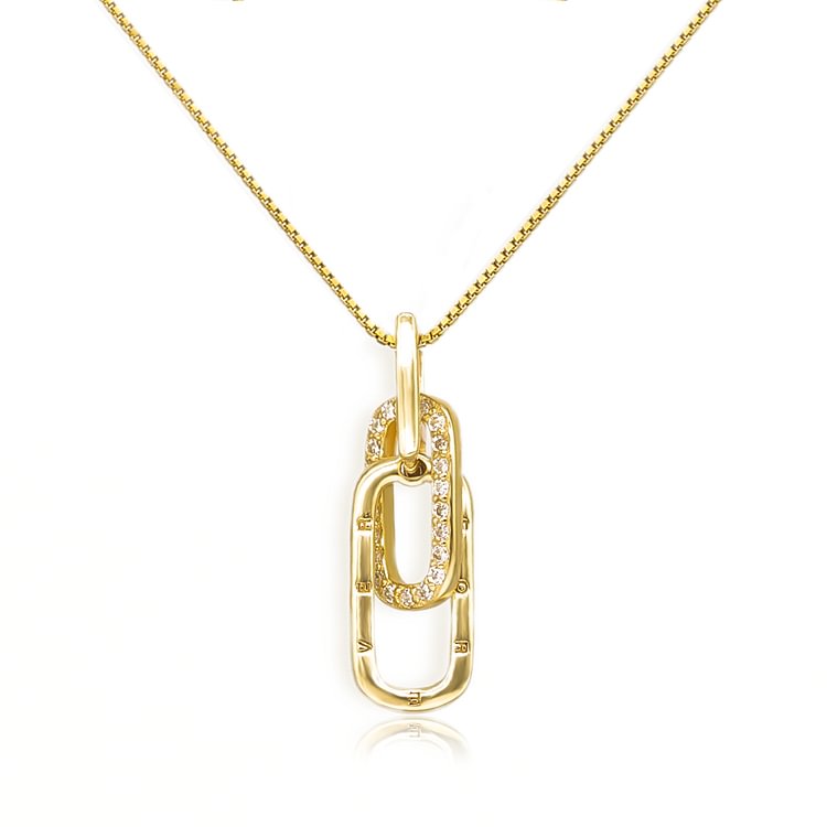 S925 Mother And Daughter Forever Linked Together Necklace - Gold