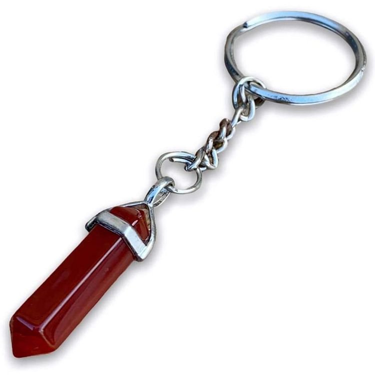 Red Agate Gemstone Double Point Keychain-Mayoulove