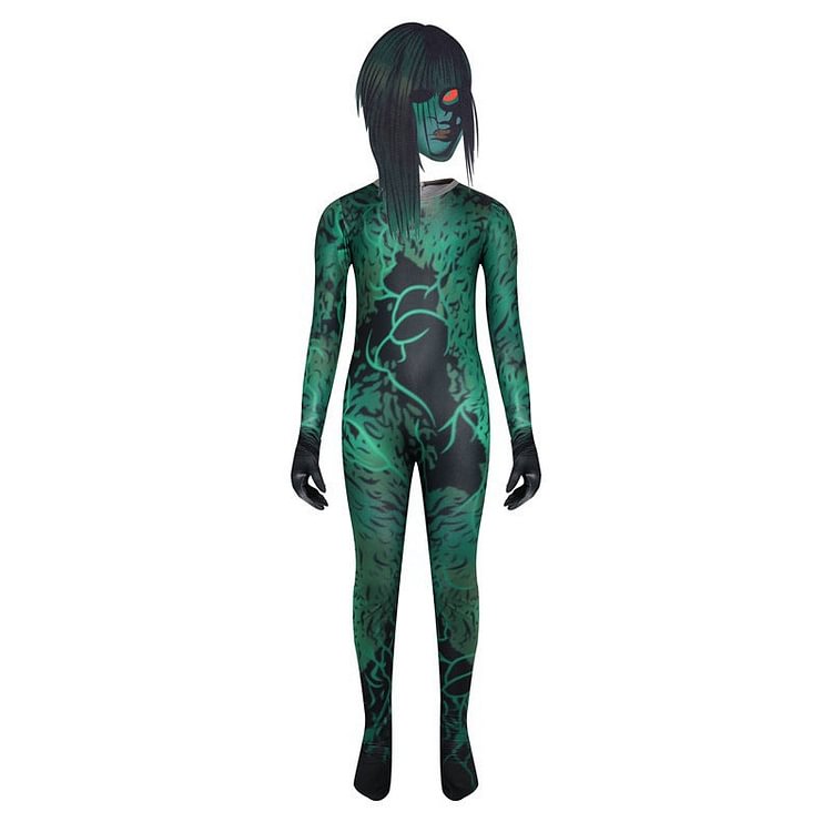 Mayoulove Evil Female Ghost Cosplay Costume with Mask Boys Girls Bodysuit Halloween Fancy Jumpsuits-Mayoulove