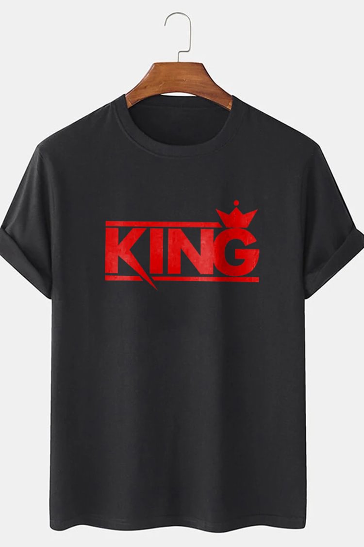 Tiboyz KING Letter Casual Short Sleeve T-Shirt