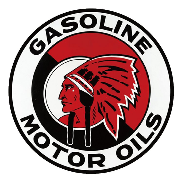 Indian Gasoline Motor Oils - Round Tin Sign - 30*30cm