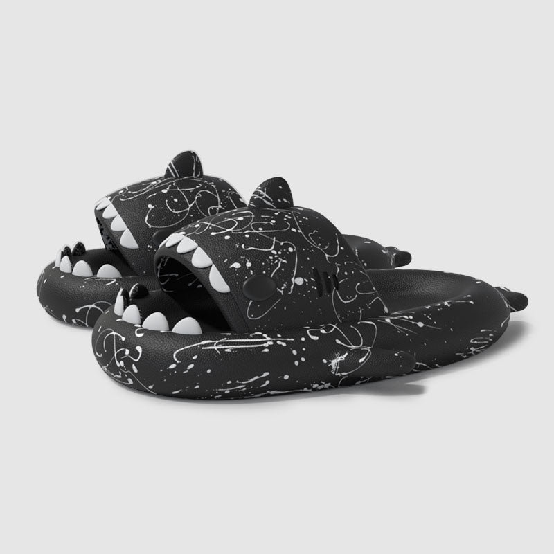 Premium Shark-Graffiti Slides - Super Soft, Comfy, Silent and Anti-slippery Shark-Graffiti Slippers