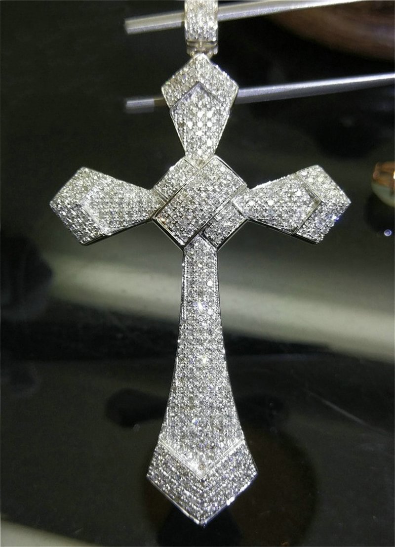 Micro Pave Diamond CZ Cross Pendant-VESSFUL
