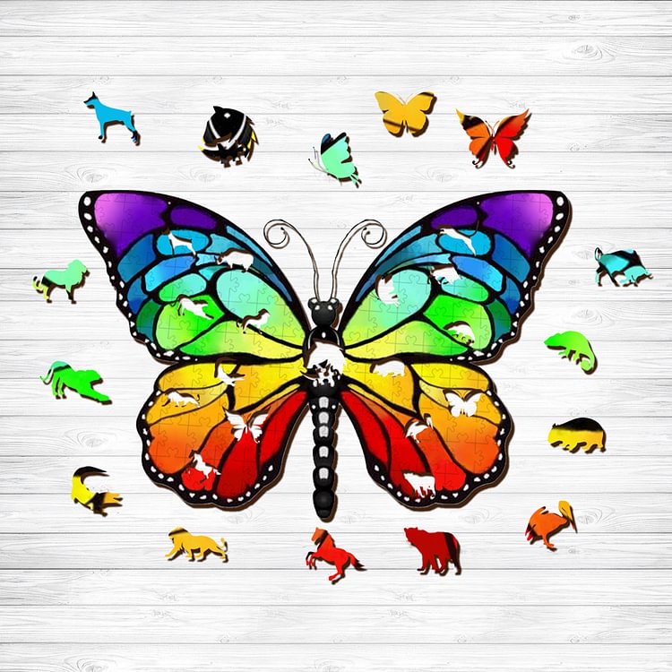 Rainbow Butterfly Wooden Jigsaw Puzzle