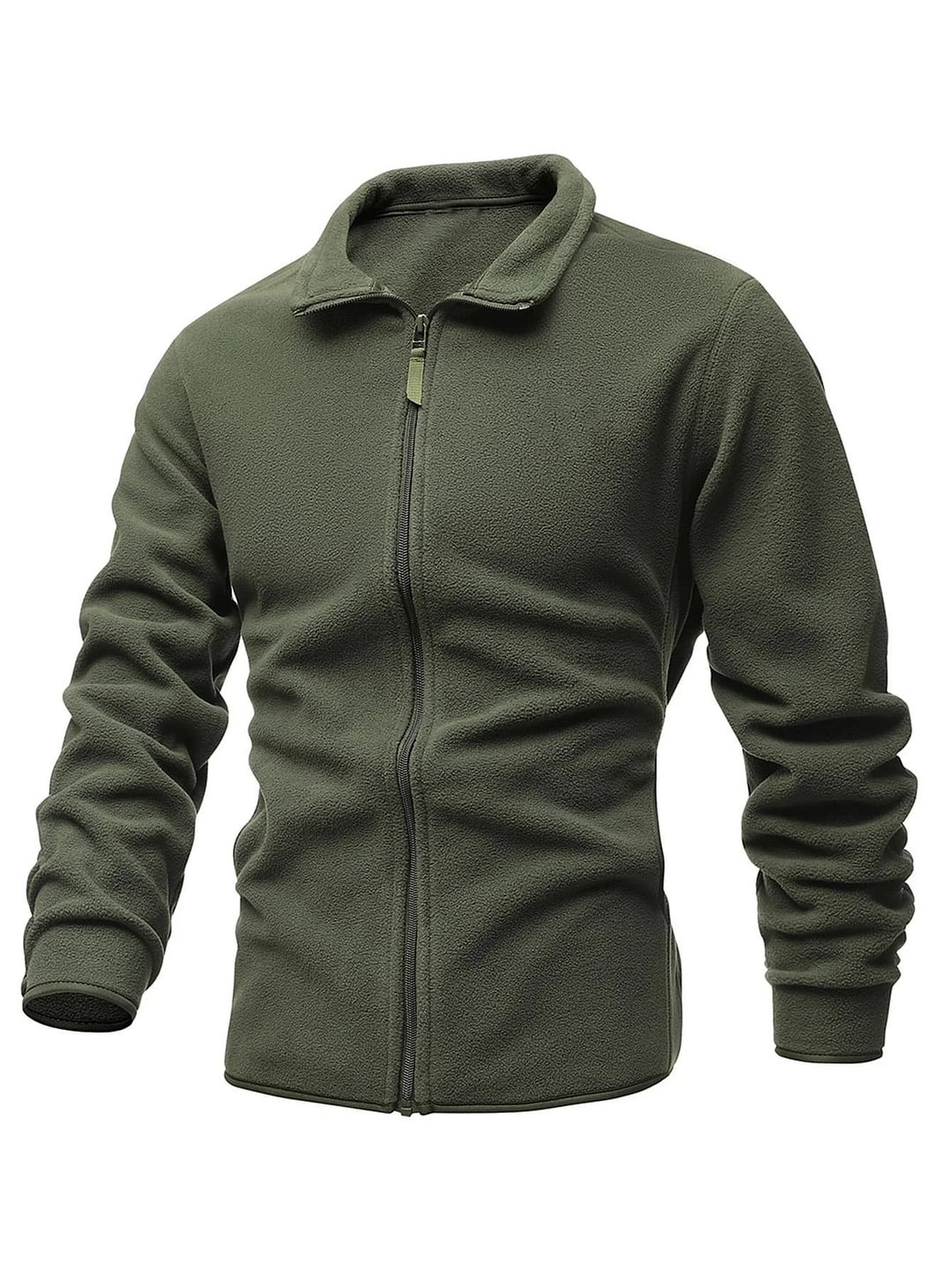 Men's Slim Double Fleece Tactical Sweatshirt Casual Stand Collar Zipper Solid Color Jacket / [viawink] /