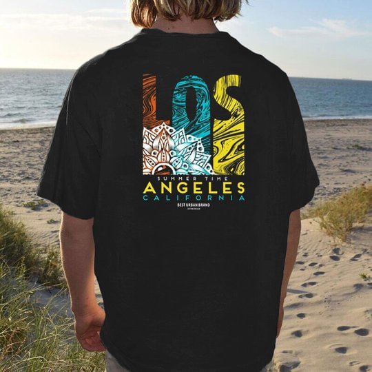 Los Angeles California Letter Print Casual T-shirt - Cloeinc