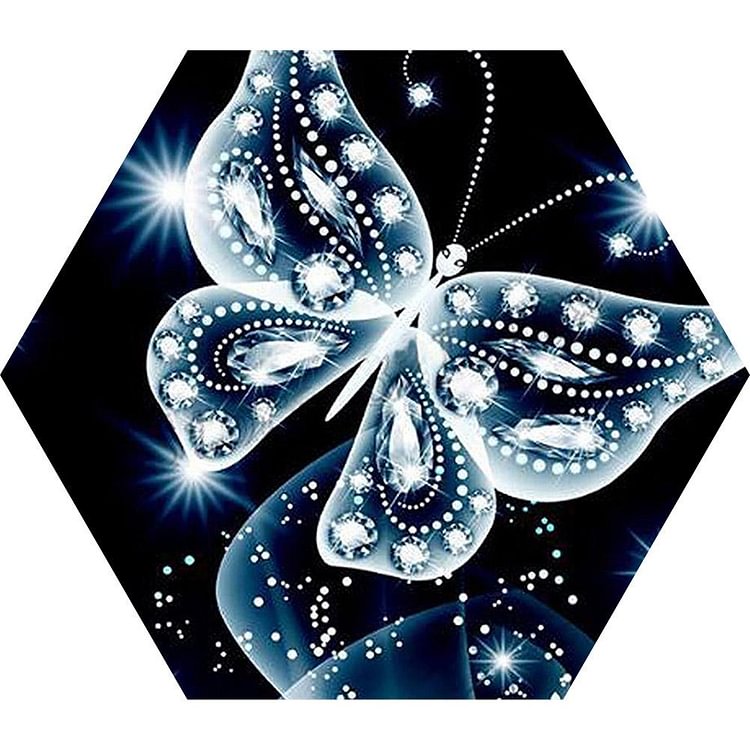 Butterfly Hexagon - Round Drill Diamond Painting - 32*28CM
