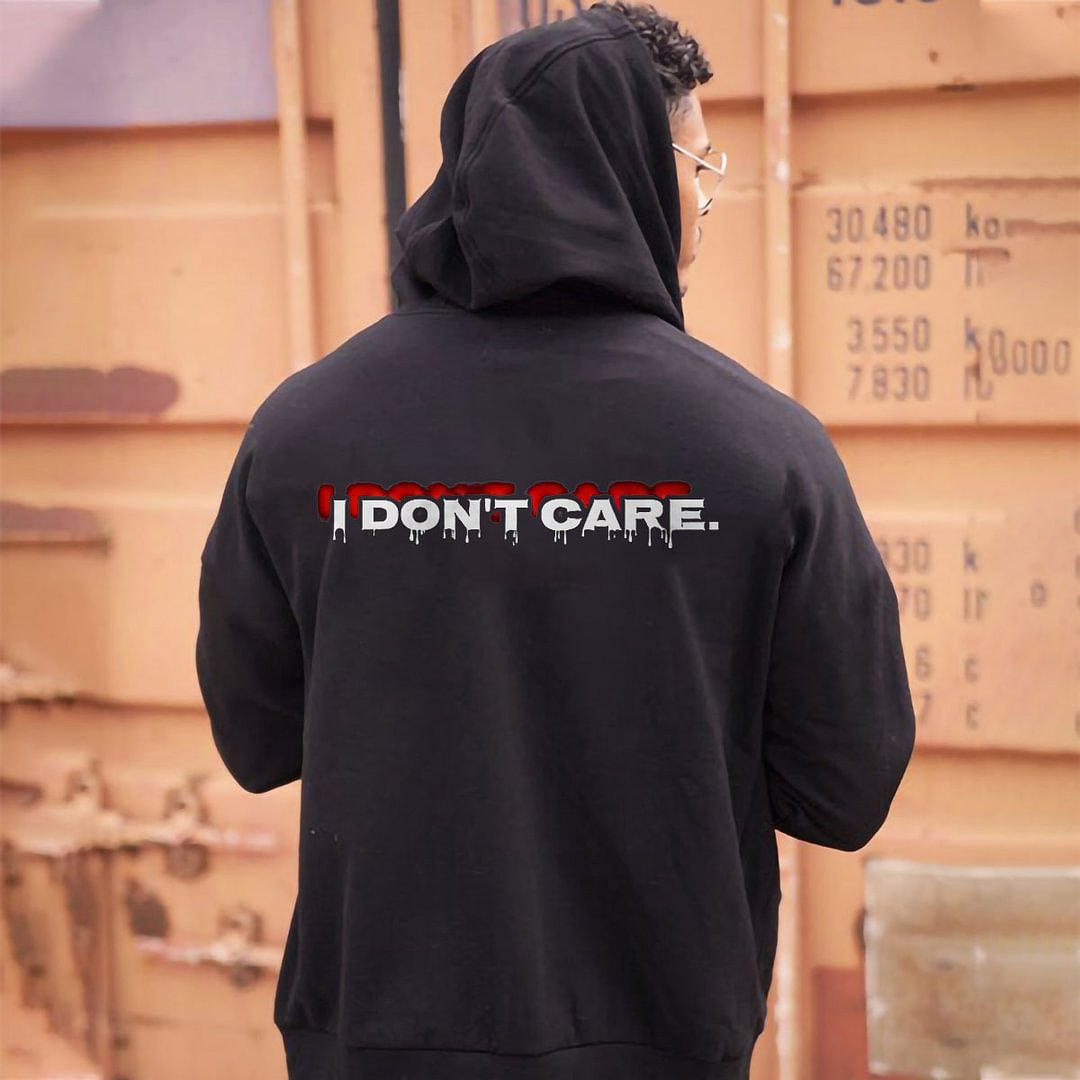 I Don't Care Printed Casual Hoodie - Krazyskull