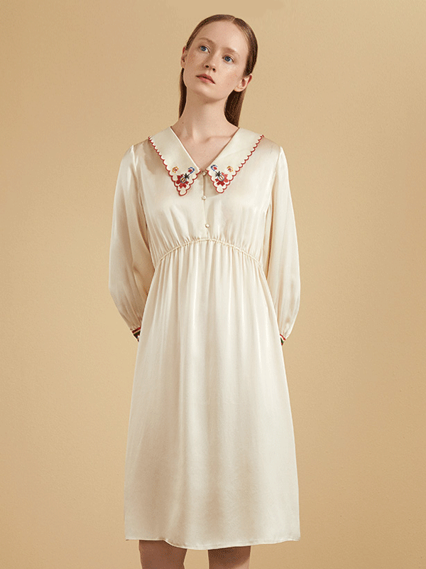 Eastern Euro Floral Printed Silk Nightgown-Luxury Silk Life