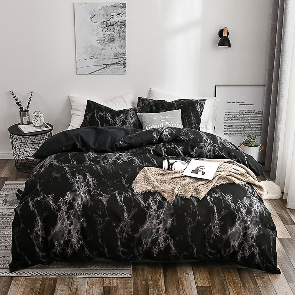 Nordic Modern Style Marble Pattern Printed Duvet Cover Set - vzzhome