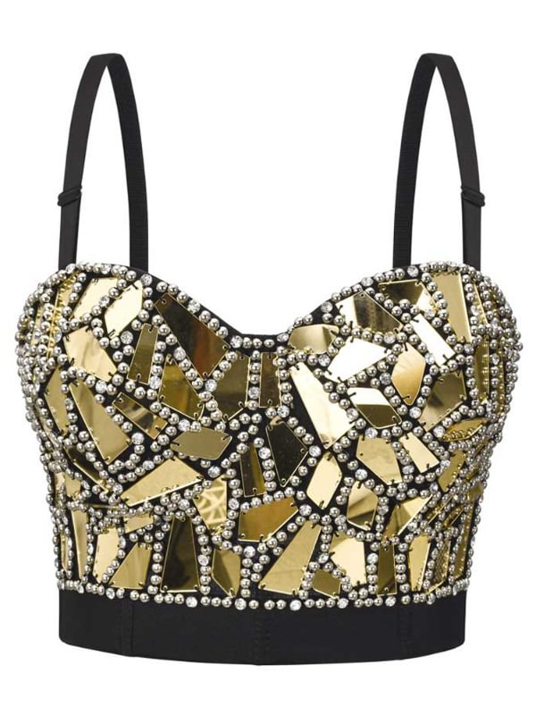 Glitter Sparkle Rhinestone Beaded Sequined Bra Top for Party