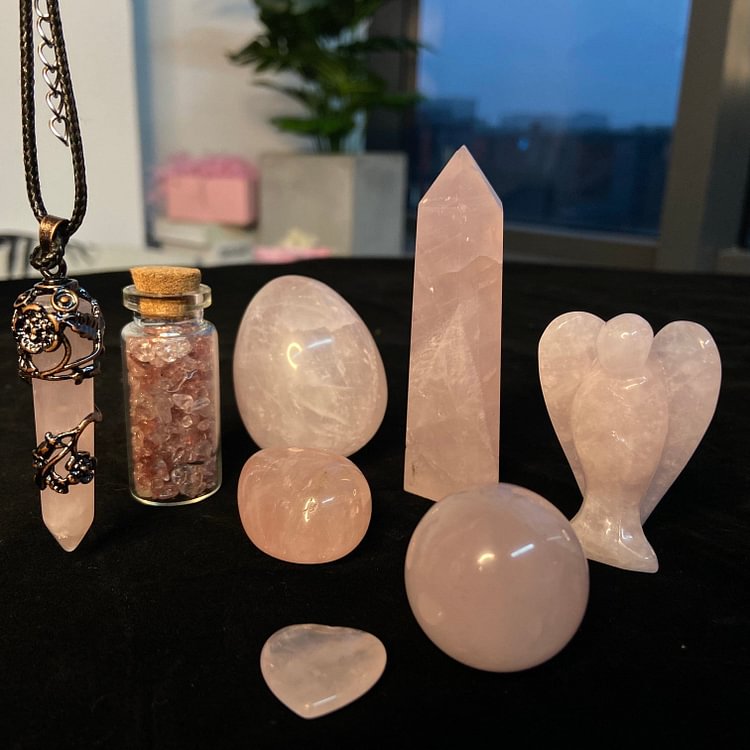 Natural Spiritual Crystal - Rose Quartz Crystal set