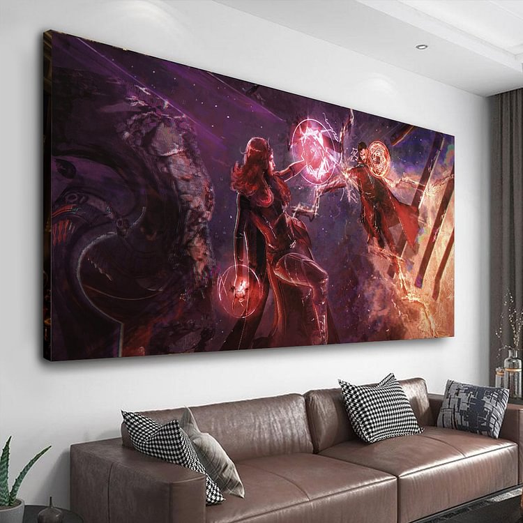 The Multiverse Battle of Scarlet Witch Vs Doctor Strange Canvas Wall Art