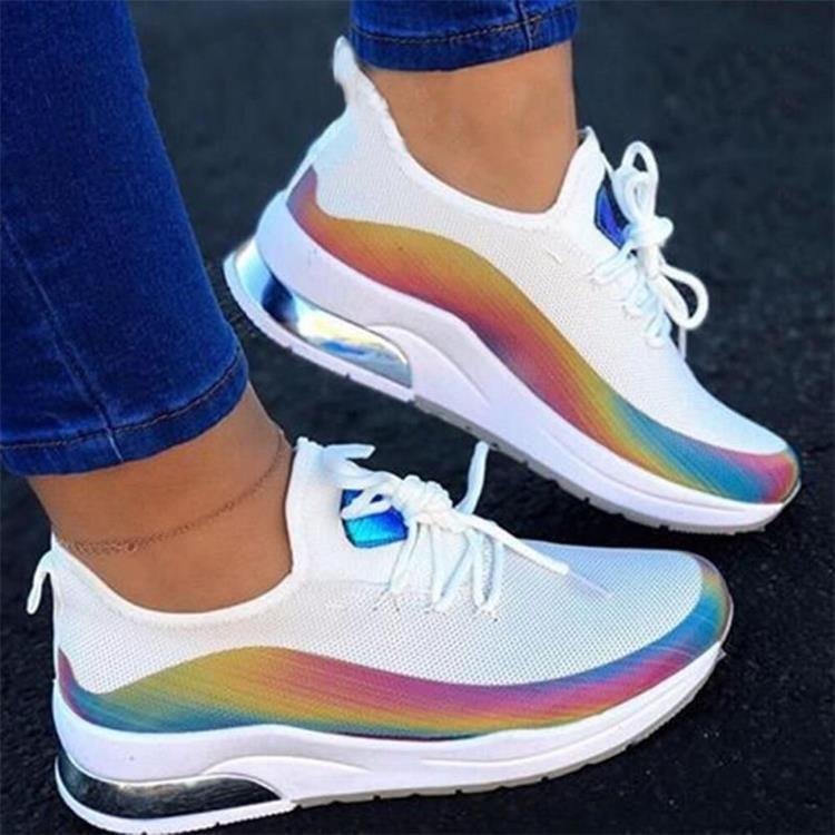Women Mesh Air-Cushion Rainbow Breathable Sneaker Shoes - vzzhome