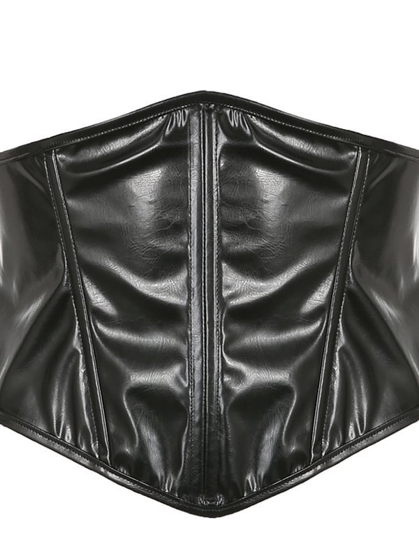 Gothic Dark Lace Up Basic Pattern Leather Corset